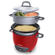 Aroma 14 Cup Non-Stick Programmable Pot Style Red Rice Cooker, 4 Piece