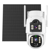 Hiseeu 4MP Dual Lens Solar Battery Outdoor Security Camera, 360 Panoramic View, Waterproof, PIR Motion Detection, Two-Way Audio