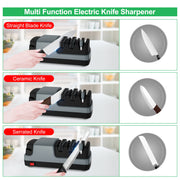 YOORLEAY RZ-D004 Electric Knife Sharpener- 4 in 1 Electric Knife Sharpeners for Kitchen Knives  Straight Blade Knives & Serrated Knives & Ceramic Knives & Scissors