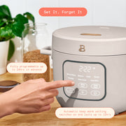 Beautiful Electric Rice Cooker, 14-Cup Cooked Capacity, EverGood Ceramic Nonstick Coating, Porcini Taupe, 8 Presets, Includes Steamer Tray, 19862