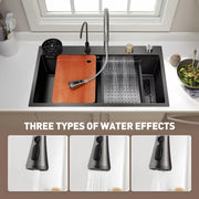 Easoger RG-KSK01 Single Bowl Drop in Kitchen Sink with Pull-Out Faucet and Accessories (31.5 x 18.1 x 8.7 inch)