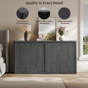 SICOTAS 66.3 Inch W Large Kitchen Sideboard Buffet Cabinet, Black