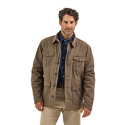 Wrangler Western Lined Barn Coat, Quilted Flannel Lining, Water Resistant, Corduroy Collar and Cuffs, Morel Brown, Large, 112367636