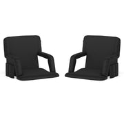 Flash Furniture Malta Fabric Stadium Chair, Portable Reclining Stadium Seats with Backpack Straps and Storage, Black, Pack of 2, 265 lb Capacity, FVFA090BK2