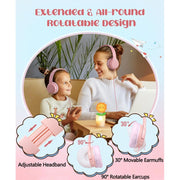 Mpow Foldable Headphones with Cord 94dB Over-Ear Headphones 3.5mm Jack for Girl, Pink