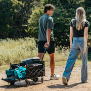 GOLABS Collapsible Folding Wagon Cart, 100L Expandable Storage, 350LB Capacity, Carbon Steel Frame, 600D Oxford Fabric, Black, WA1