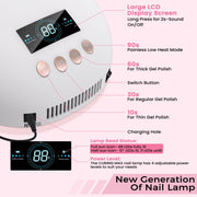 NAILGIRLS CURING MAX LED Nail Dryer, 80W, Automatic Sensor, LCD Display, White