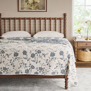 The Pioneer Woman Agatha Floral Gauze Quilt, Reversible Blue Dust and White, King Size