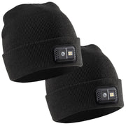CAPLight 990426299 Rechargeable 4.0 Knit APX Beanies, 2 Pack, Black, Adjustable LED Lighting, USB-C Rechargeable