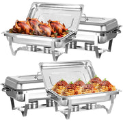 Tebru 4 Pack 13QT Chafing Dish Buffet Set, Stainless Steel - Disposable
