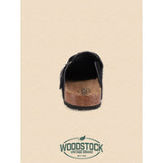 Woodstock Beacon Men's Comfort Clog Sandal, Genuine Leather, Black, Medium Width, Flat Heel