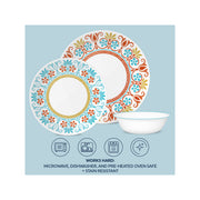 Corelle Global Collection Terracotta Dreams 12-pc. Glass Dinnerware Set White Base