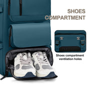 Gynky Large Travel Backpack with Shoe and Laptop Compartments, Waterproof, Airline Approved Carry-On, 5-in-1 Convertible, Blue