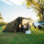 Oztent 30 Second Expedition Tent, Waterproof, Free Standing, Green, 8 ft Wide x 6.6 ft Deep x 6.6 ft High with Awning