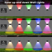 Hoyiours Solar Fence Lights, Outdoor Waterproof, 12-Pack Color Changing Solar Wall Lights with 5 Modes, White and RGB, ABS Material