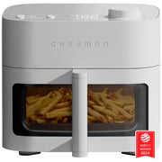 Chefman Crispinator Air Fryer, 8 Quart Capacity, 6 Cooking Functions, 1700W DC Motor, 450F Max Temperature, Nonstick Ceramic Basket, Built-In Viewing Window, Midnight