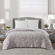 Mainstays Botanical Floral Stitched Quilt, Reversible Lightweight Bedding, Light Purple, Full/Queen, 86x90 in, MSS528001798548