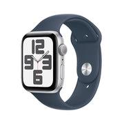 Apple Watch SE 2 44mm Silver Aluminum - Storm Blue Sport Band MREE3LL/A