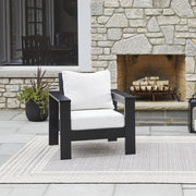 Better Homes & Gardens Ezra Outdoor HDPE Club Chair, Black Frame with Cream Boucle Cushions