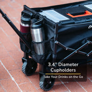 GOLABS Collapsible Folding Wagon Cart, 100L Expandable Storage, 350LB Capacity, Carbon Steel Frame, 600D Oxford Fabric, Black, WA1