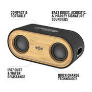 House of Marley Get Together 2 Mini Portable Speaker with Wireless Bluetooth Connectivity, Signature Black
