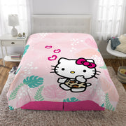Sanrio 9L461J Hello Kitty Kids Comforter and Pillowcase, 2-Piece Set, Twin/Full, Reversible