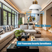 BCOOSS Security Camera Wireless WiFi Light Bulb, 1080P HD, Night Vision, Two-Way Audio, Alarm Siren, E27 Base, 2-Pack