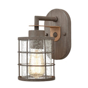 Elk Home Gilbert 1-Light Vanity Light, Rusted Coffee Finish, Clear Seeded Glass, Traditional Style, 11.8 in