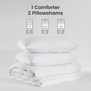 Sonive Washed Comforter Set, Queen, 3 Piece, Soft Breathable Microfiber, Fluffy Polyester Fill, Wrinkled Cotton-Linen Texture, White