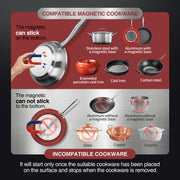 ChangBERT Portable Induction Cooktop, 1800W Commercial Grade, Stainless Steel Housing, German Schott Glass, 10-Hour Timer, F-IH-01SS