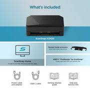 Ricoh ScanSnap iX2400 Document Scanner, High-Speed Duplex, 100-Sheet Automatic Feeder, USB, Black, PA03870-B005