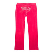 Juicy Couture Women's Plus Size Bling Velour Track Pants, Hot Pink, Mid Rise, Elastic Waistband