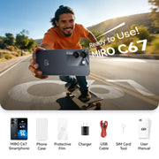 MIRO C67 Smartphone, 6.75 in HD+ 90Hz Display, MediaTek Helio G36 8-Core Processor, 64GB Storage Expandable to 1TB, 13MP AI Dual Camera, 5MP Front Camera, 4900mAh Battery, Black