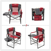 SunnyFeel CCAC3008FRD1 Compact Portable Folding Camping Director Chair with Side Table And Carry Bag (Red)