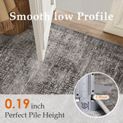 Berthmeer 9x12 Brown Traditional Vintage Area Rug, Non-Slip Thermoplastic Rubber Backing, Machine Washable Polyester Carpet for Living Room Bedroom Office