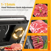 TERUISI Foldable Electric Meat Slicer, 200W Motor, Dual 7.5 Inch Stainless Steel Blades, Adjustable 0-15mm Thickness, Cast-Aluminum Body, Silver