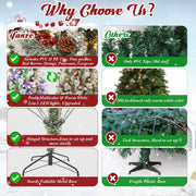 Posrue 5705W Pre-Lit Snow Flocked Christmas Tree, 7.5ft