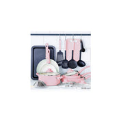 GreenLife Soft Grip 18 Piece Cookware Set, Pink
