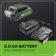 Greenworks 24V Cordless 3/8 in 18 GA Crown Stapler, Narrow Nail Stapler, Lightweight, Rubber Grip, STG309