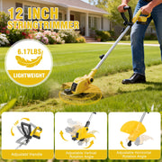 CATGOOD 21V Cordless String Trimmer and Lawn Edger, 3-in-1 Electric Weed Eater with 4AH Battery, Auto Line Feed, Foldable Design, Yellow