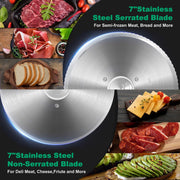 MULISOFT Electric Meat Slicer with Dual 7-Inch Removable Stainless Steel Blades, Adjustable Thickness up to 0.6 in, Child Lock Protection, Aluminum Housing, Silver