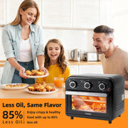 VUSIGN 6-in-1 Stainless Steel 13QT Air Fryer Toaster Oven, 1300W Convection, Black, 12301513