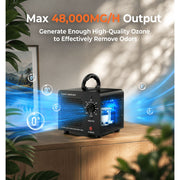 Geaber Ozone Generator, 48,000mg/h High Capacity O3 Ionizer Air Purifier Deodorizer, Portable Mini, Black, 4000 Sq Ft