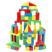 Melissa & Doug Wooden Building Blocks Set - 100 Blocks in 4 Colors and 9 Shapes
