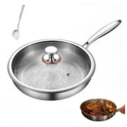 Fazipu Titanium Hammered Pan Pro Frying Pan with Lid, 11.8 in, XL, Ultra-Durable Scratch-Resistant Non-Stick, 5-Layer Die-Cast Even Heating, Chrome-Finished Handle, tunmei043