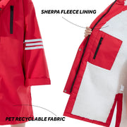 Lobmouse Waterproof Swim Parka, Windproof, Fleece-Lined Oversized Cover-Up, Unisex, Red, XS