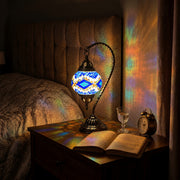 Mehoom DIY Turkish Moroccan Table Lamp Making Kit with Mosaic Tiles, Dual-Color LED, Bronze Electroplated Iron Base, Swan Neck Multicolor, 4.5x15 in, HGD0128M-D