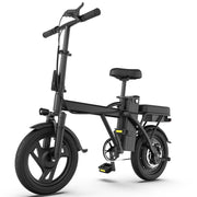 AOVOPRO Electric Bike, 500W Brushless Motor, 48V Detachable Lithium Battery, 14 in Mini Folding Ebike with Dual Adjustable Seats, Hydraulic Shock Absorbers, Disc Brakes, Black, EB60