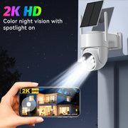 Picturesky 4G LTE Solar Security Camera, 2K Color Night Vision, 360 Pan-Tilt Surveillance, PIR Motion Detection, Two-Way Talk, Built-In SIM Card, 64GB SD Storage, White