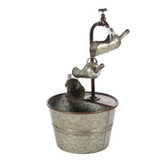 DecMode 70552 Gray Fountain Indoor Outdoor Decor with Watering Cans, Gray Metal Fountain 15